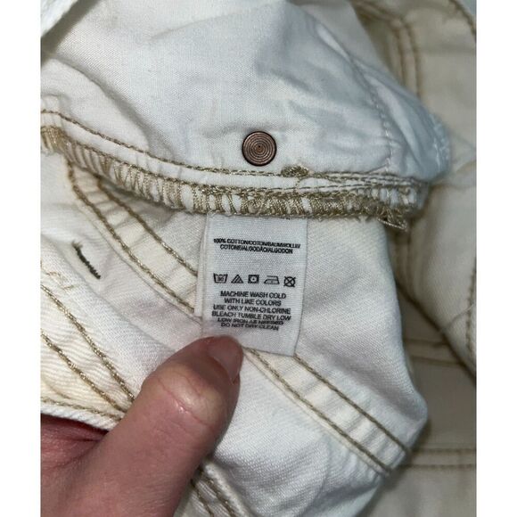 Free People Women's Ivory Denim Distressed Mini Shorts Size 26 Cutoff Festival - Picture 4 of 6